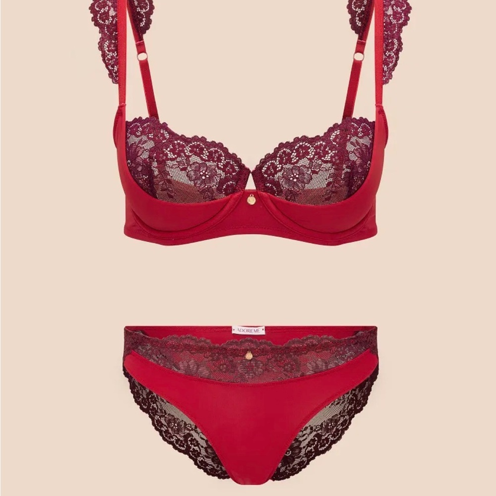 7️⃣0️⃣1️⃣ Adore Me Burgundy Lace Bra Set